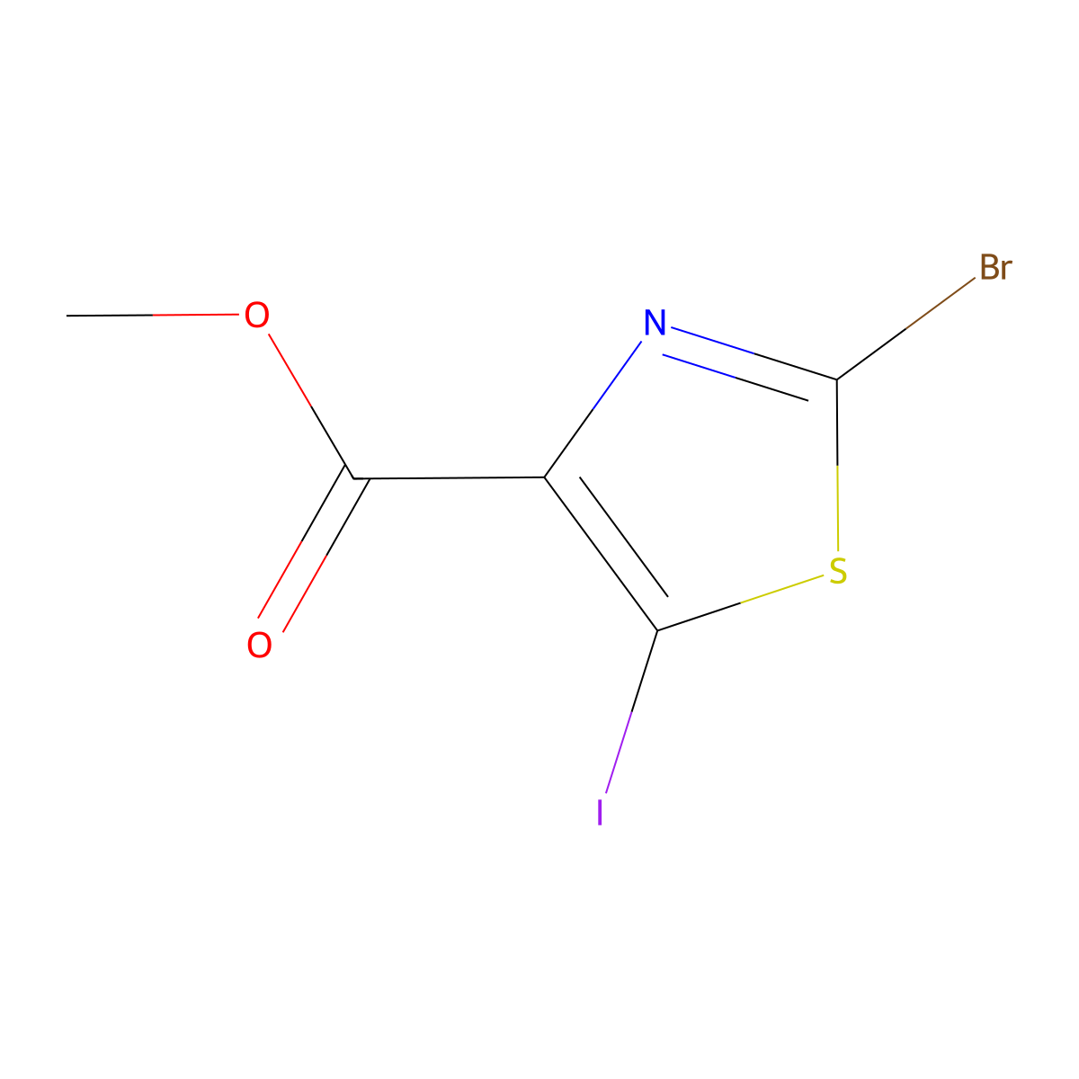 2-Bromo-5-iodo-thiazole-4-carboxylic acid methyl ester molecular structure, CAS 2708139-87-9