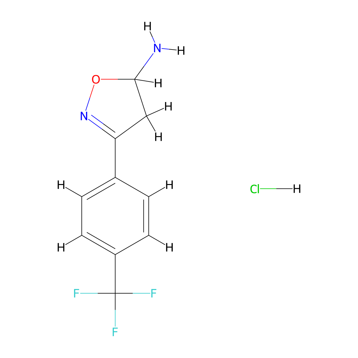 3-[4-(Trifluoromethyl)phenyl]-4,5-dihydro-1,2-oxazol-5-amine hydrochloride molecular structure, CAS 2708144-25-4