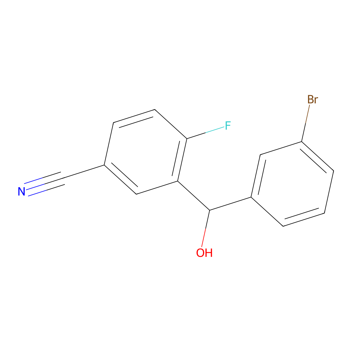 3-((3-Bromophenyl)(hydroxy)methyl)-4-fluorobenZonitrile molecular structure, CAS 2708175-58-8