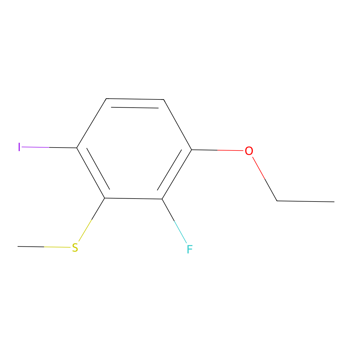 (3-Ethoxy-2-fluoro-6-iodophenyl)(methyl)sulfane molecular structure, CAS 2708191-06-2