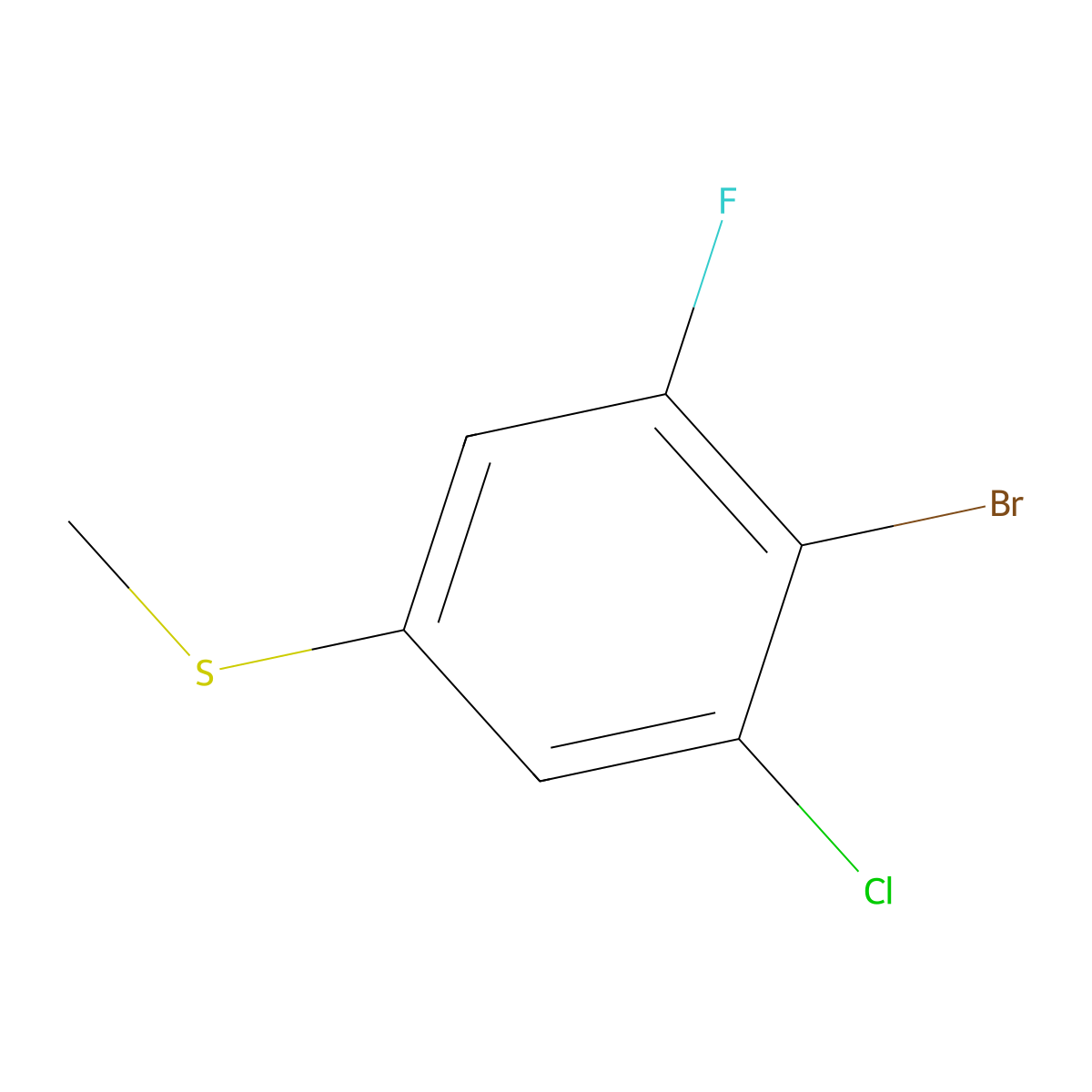 (4-Bromo-3-chloro-5-fluorophenyl)(methyl)sulfane molecular structure, CAS 2708252-01-9