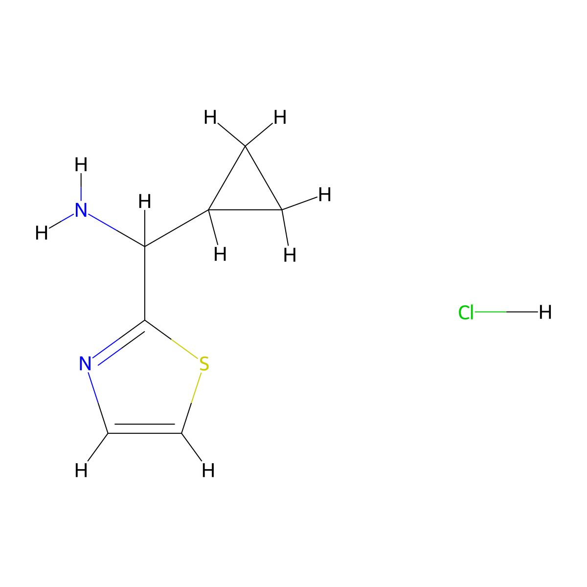 1-Cyclopropyl-1-(1,3-thiazol-2-yl)methanamine hydrochloride molecular structure, CAS 2708277-99-8