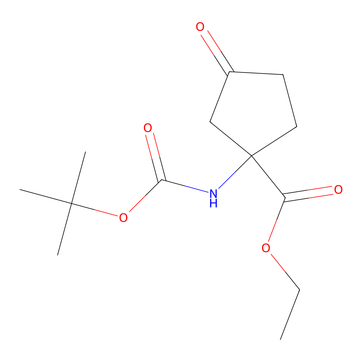 Ethyl 1-(tert-butoxycarbonylamino)-3-oxo-cyclopentanecarboxylate molecular structure, CAS 2708278-44-6