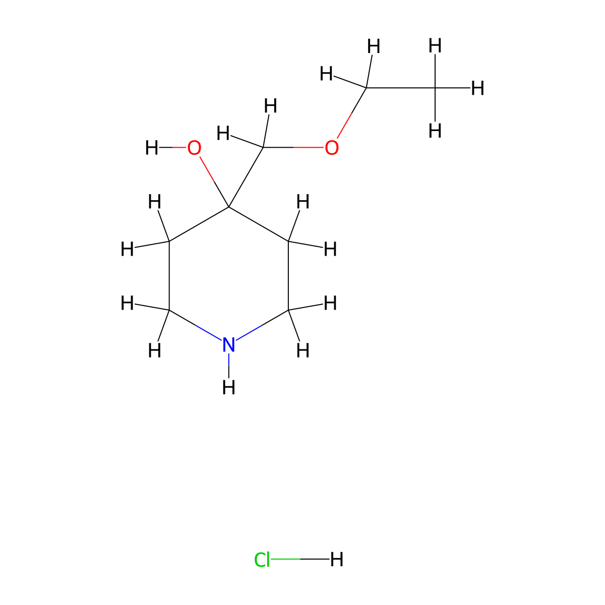 4-(Ethoxymethyl)piperidin-4-ol;hydrochloride molecular structure, CAS 2708278-49-1