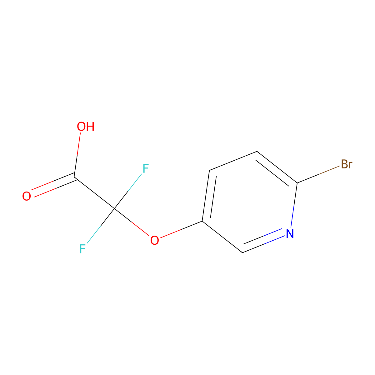 2-((6-Bromopyridin-3-yl)oxy)-2,2-difluoroacetic acid molecular structure, CAS 2708278-54-8