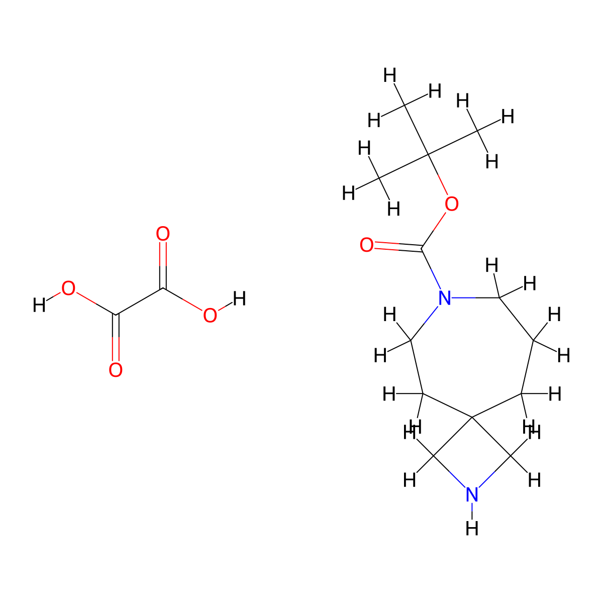 Tert-butyl 2,7-diazaspiro[3.6]decane-7-carboxylate oxalate molecular structure, CAS 2708278-60-6