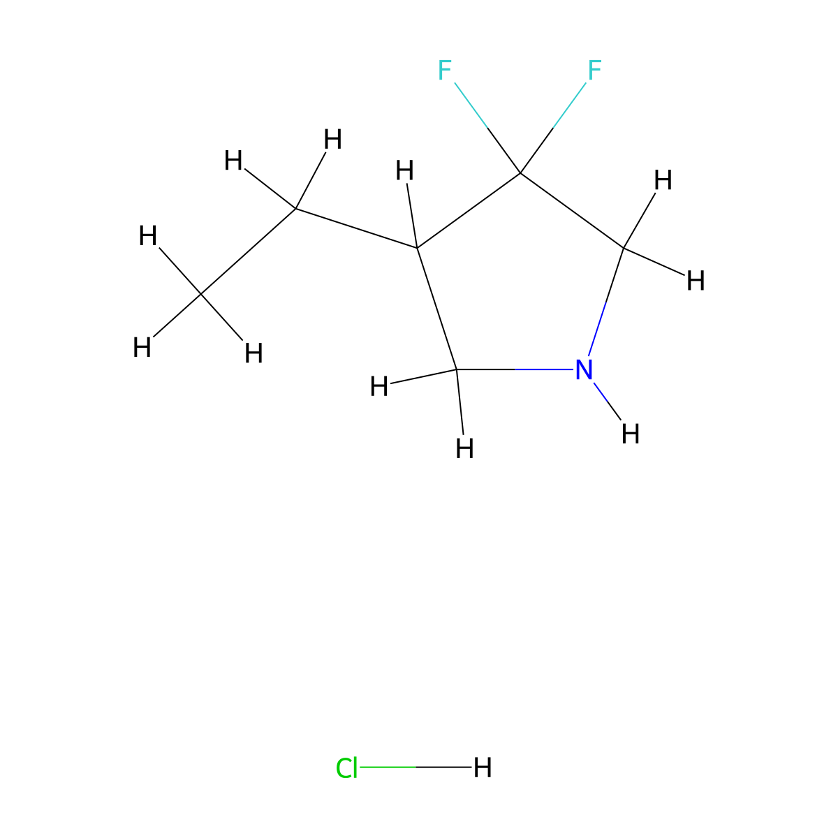 4-Ethyl-3,3-difluoro-pyrrolidine;hydrochloride molecular structure, CAS 2708278-63-9