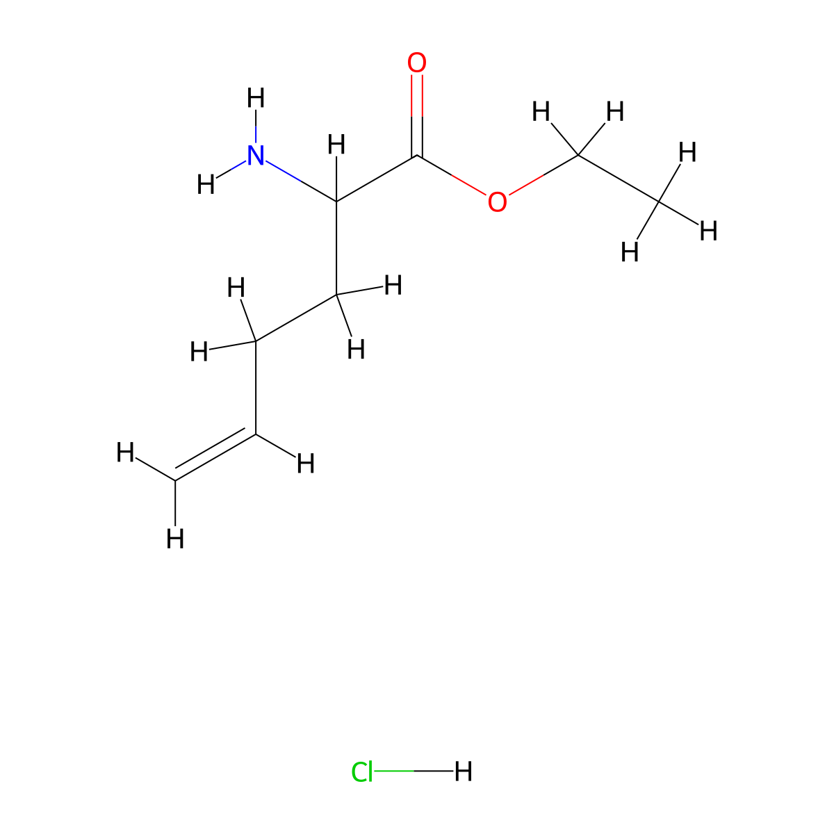 Ethyl 2-aminohex-5-enoate hydrochloride molecular structure, CAS 2708278-69-5