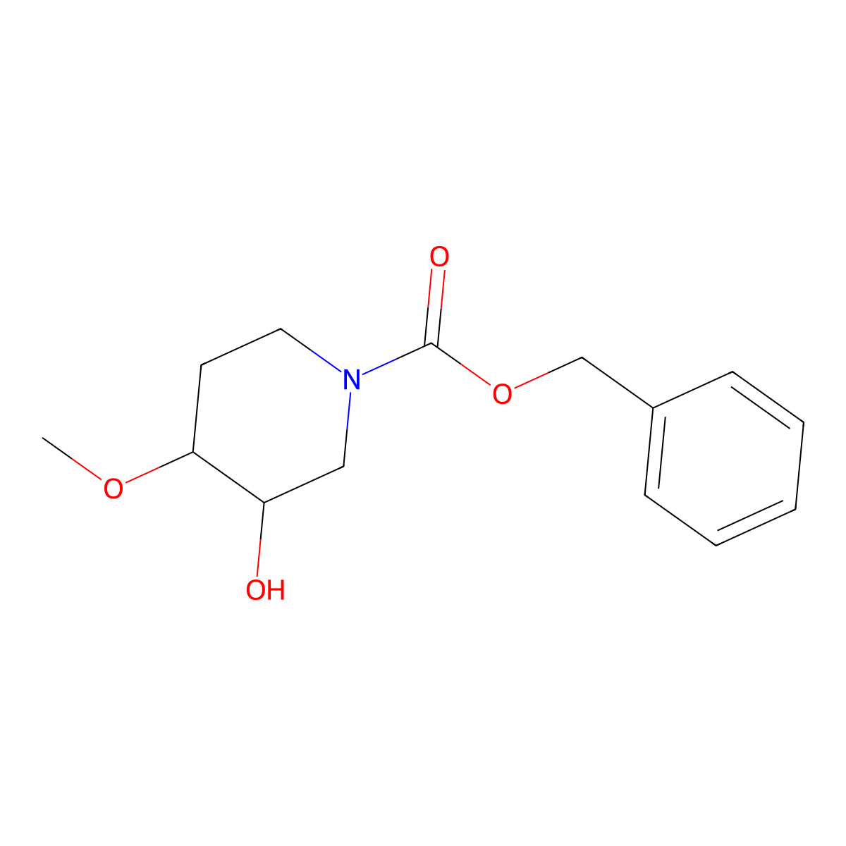 Benzyl 3-hydroxy-4-methoxypiperidine-1-carboxylate molecular structure, CAS 2708278-70-8