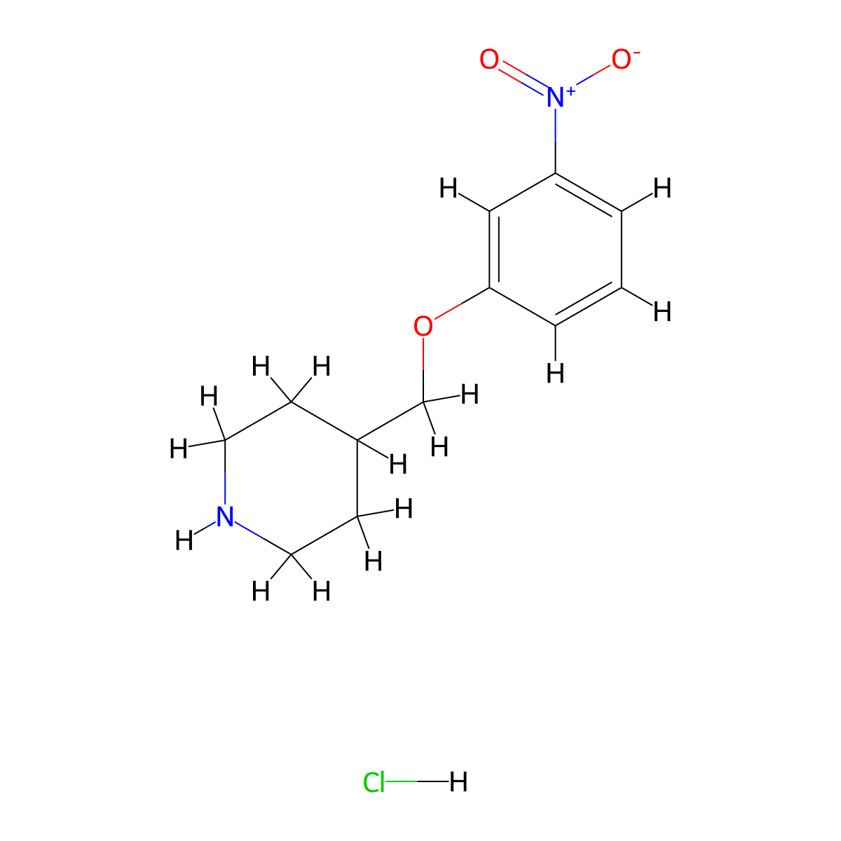 4-[(3-Nitrophenoxy)methyl]piperidine hydrochloride molecular structure, CAS 2708280-15-1