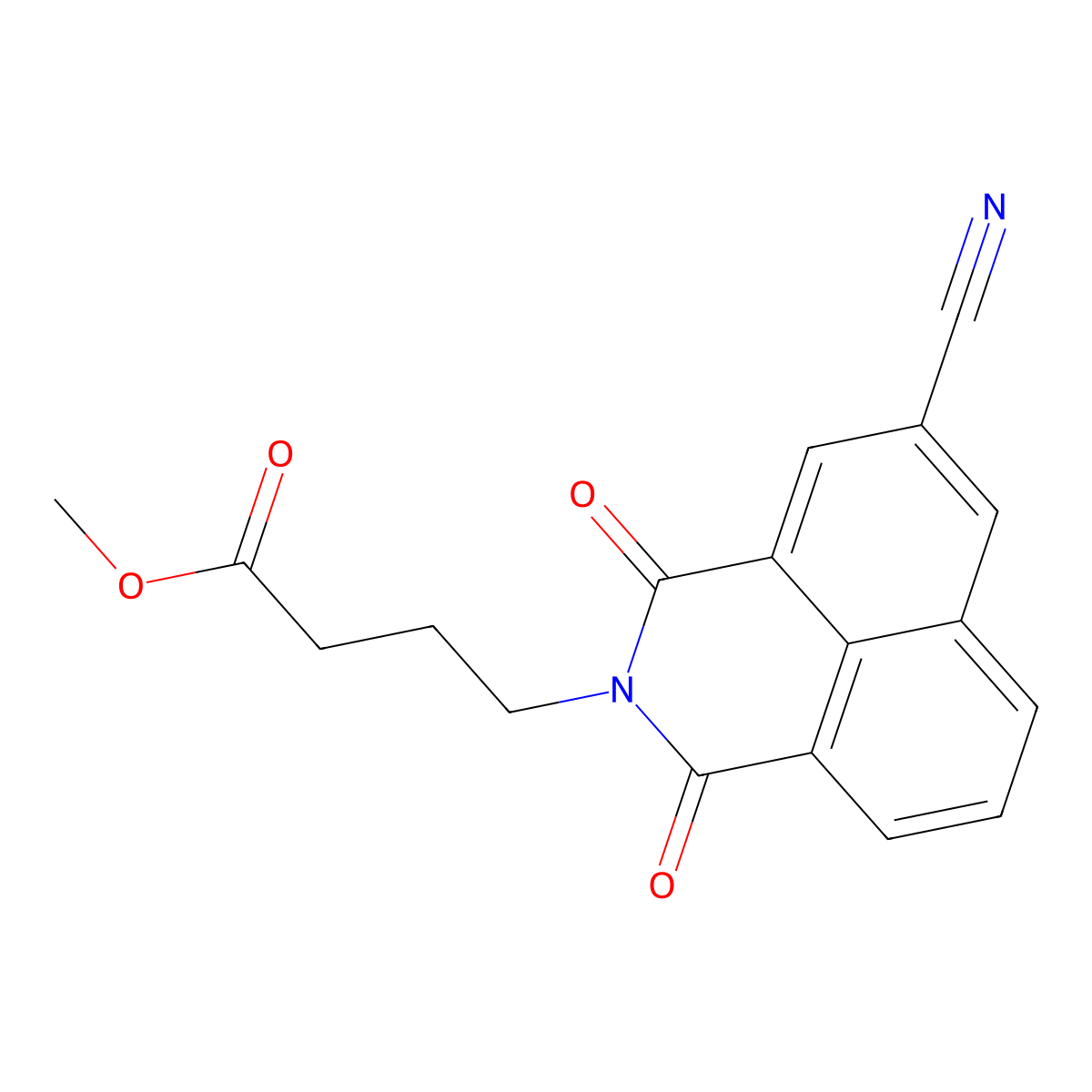 Methyl 4-{11-cyano-2,4-dioxo-3-azatricyclo[7.3.1.0(5,13)]trideca-1(13),5,7,9,11-pentaen-3-ylbutanoate molecular structure, CAS 2708280-21-9