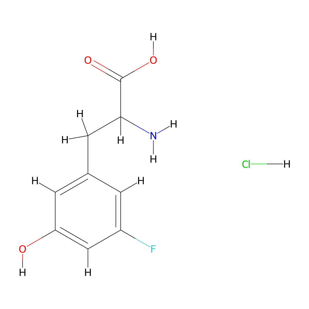 2-Amino-3-(3-fluoro-5-hydroxyphenyl)propanoic acid hydrochloride molecular structure, CAS 2708280-27-5