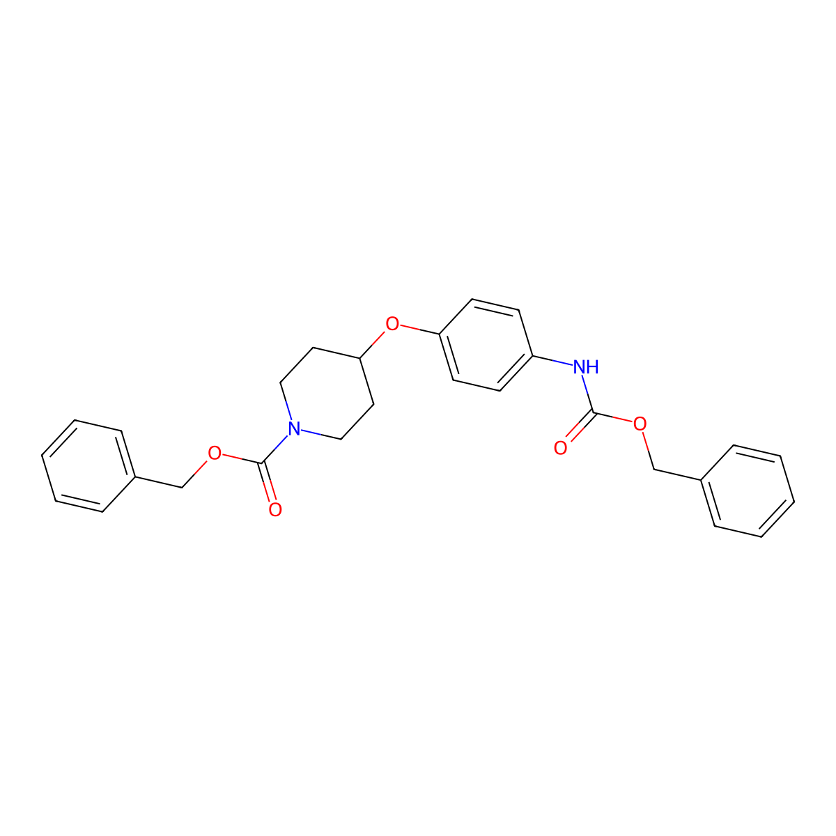 Benzyl 4-(4-{[(benzyloxy)carbonyl]aminophenoxy)piperidine-1-carboxylate molecular structure, CAS 2708280-55-9