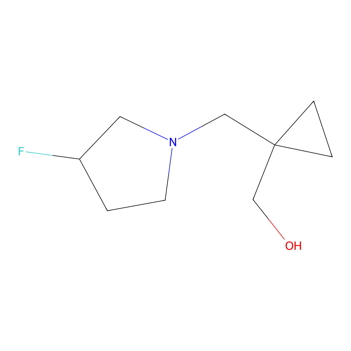 (1-((3-Fluoropyrrolidin-1-YL)methyl)cyclopropyl)methanol molecular structure, CAS 2708280-67-3