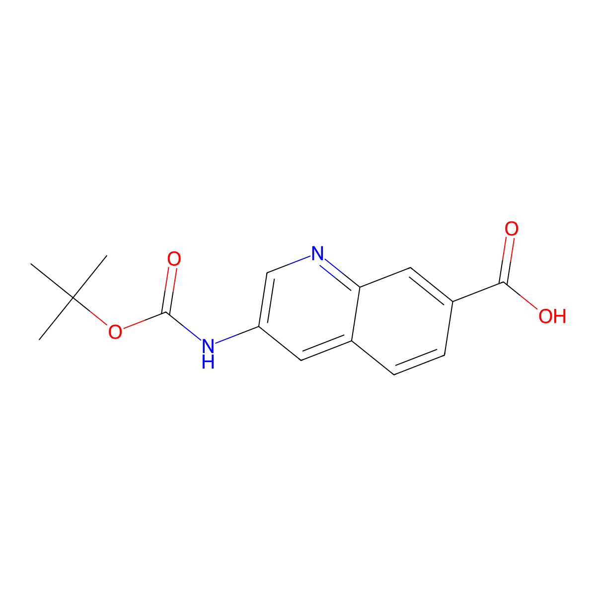 3-((tert-Butoxycarbonyl)amino)quinoline-7-carboxylic acid molecular structure, CAS 2708280-69-5