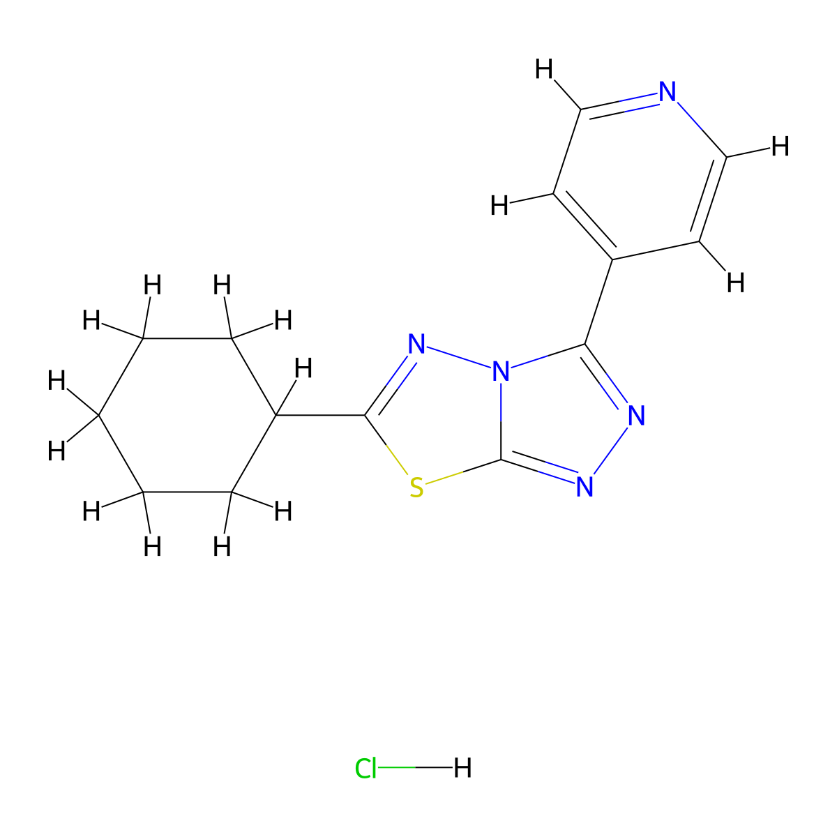 6-Cyclohexyl-3-(pyridin-4-YL)-[1,2,4]triazolo[3,4-B][1,3,4]thiadiazole hydrochloride molecular structure, CAS 2708280-92-4