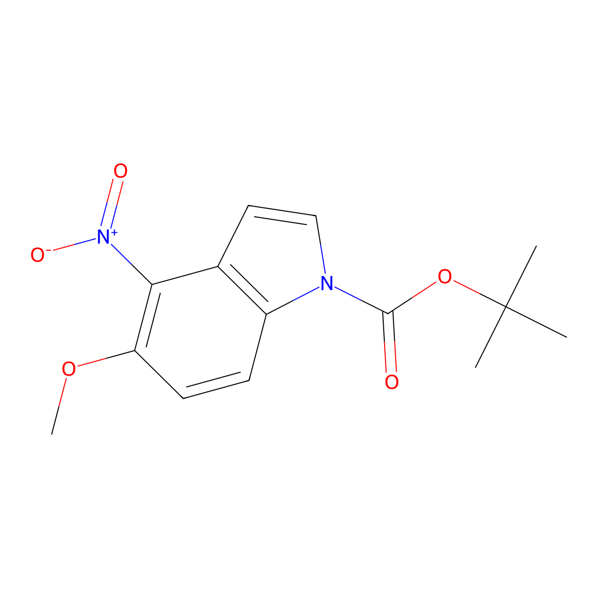 tert-butyl 5-methoxy-4-nitro-1H-indole-1-carboxylate molecular structure, CAS 2708281-32-5