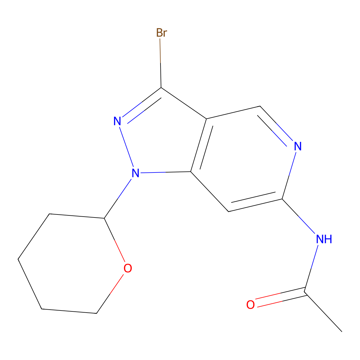 N-(3-bromo-1-tetrahydropyran-2-yl-pyrazolo[4,3-c]pyridin-6-yl)acetamide molecular structure, CAS 2708281-37-0