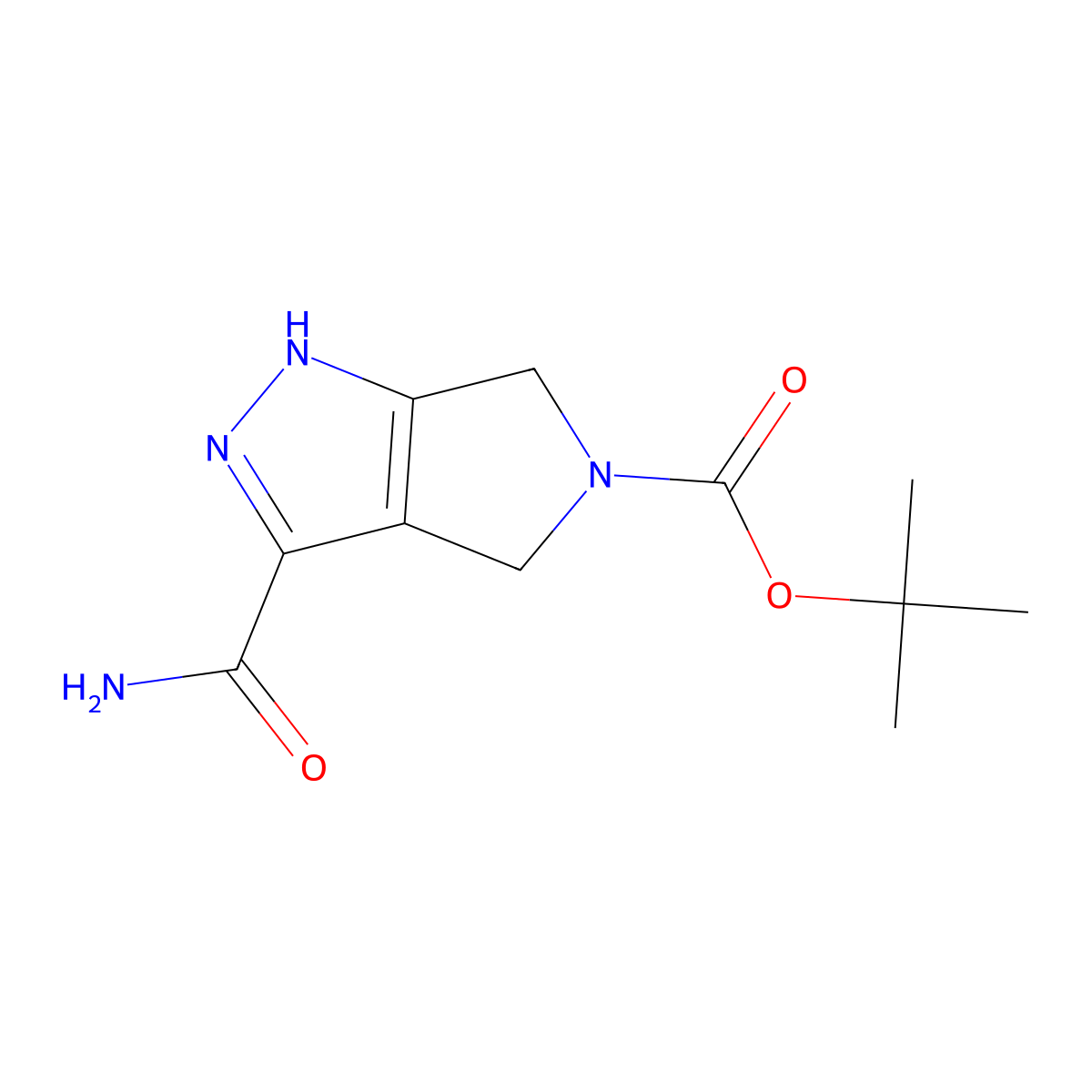 tert-butyl 3-carbamoyl-4,6-dihydropyrrolo[3,4-c]pyrazole-5(1H)-carboxylate molecular structure, CAS 2708281-39-2