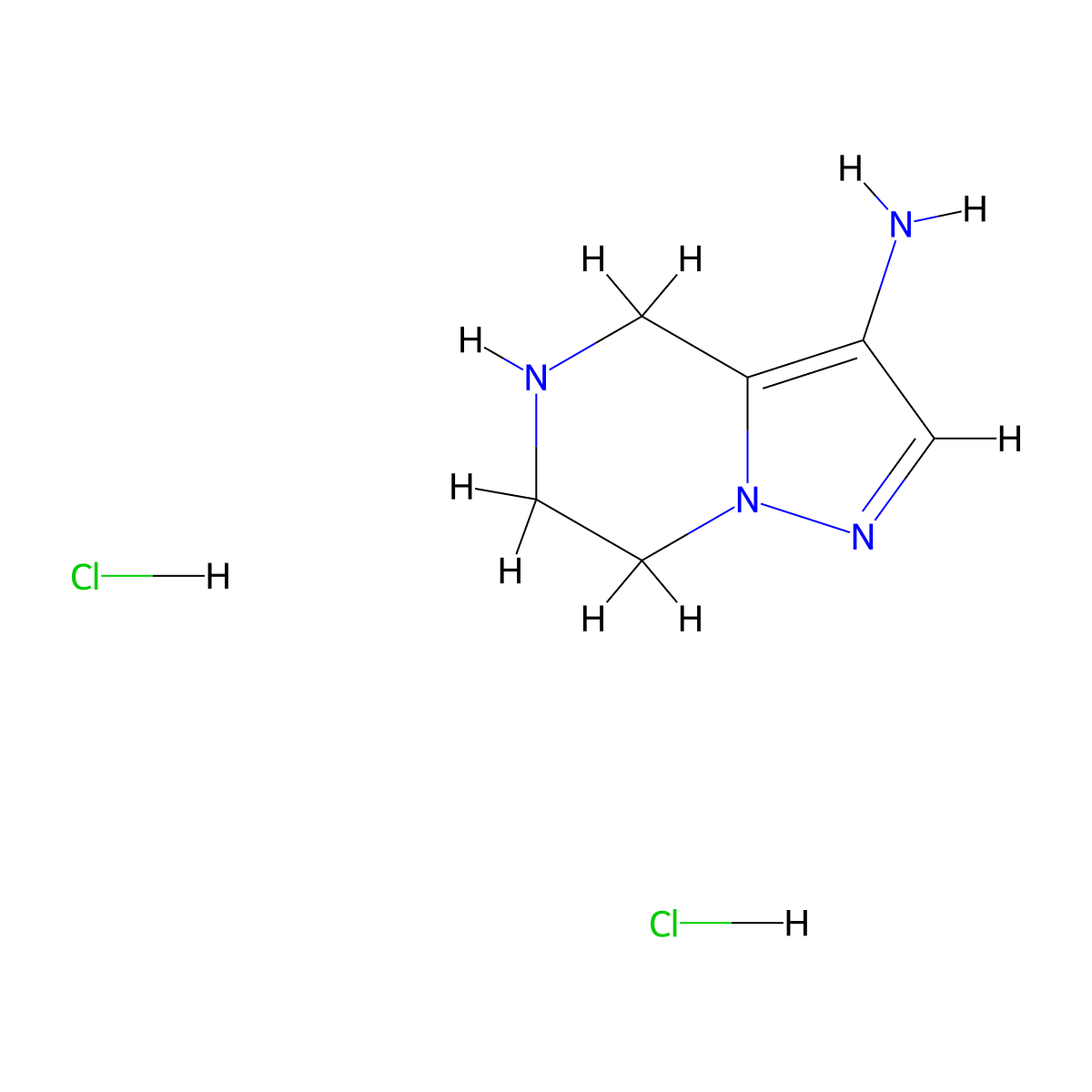4,5,6,7-Tetrahydropyrazolo[1,5-a]pyrazin-3-amine;dihydrochloride molecular structure, CAS 2708281-59-6
