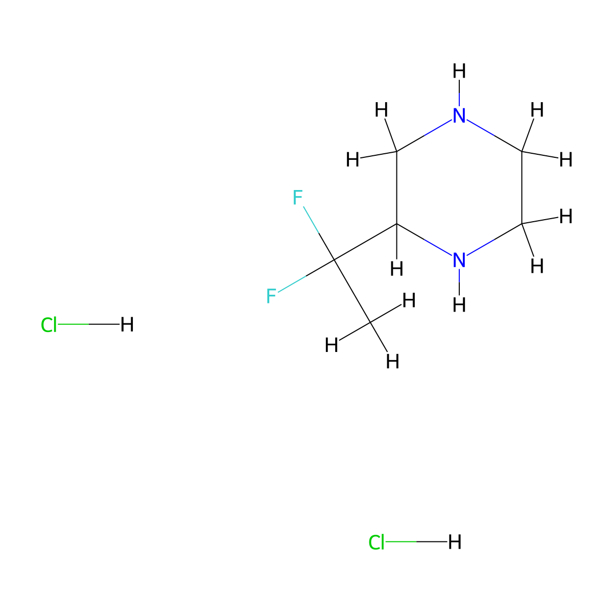 2-(1,1-Difluoroethyl)piperazine;dihydrochloride molecular structure, CAS 2708281-69-8