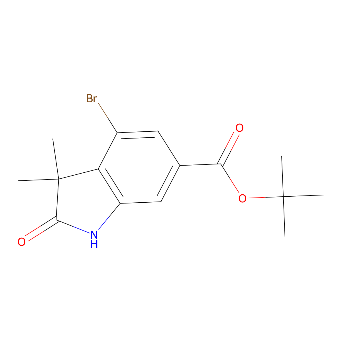 Tert-butyl 4-bromo-3,3-dimethyl-2-oxo-indoline-6-carboxylate molecular structure, CAS 2708281-97-2