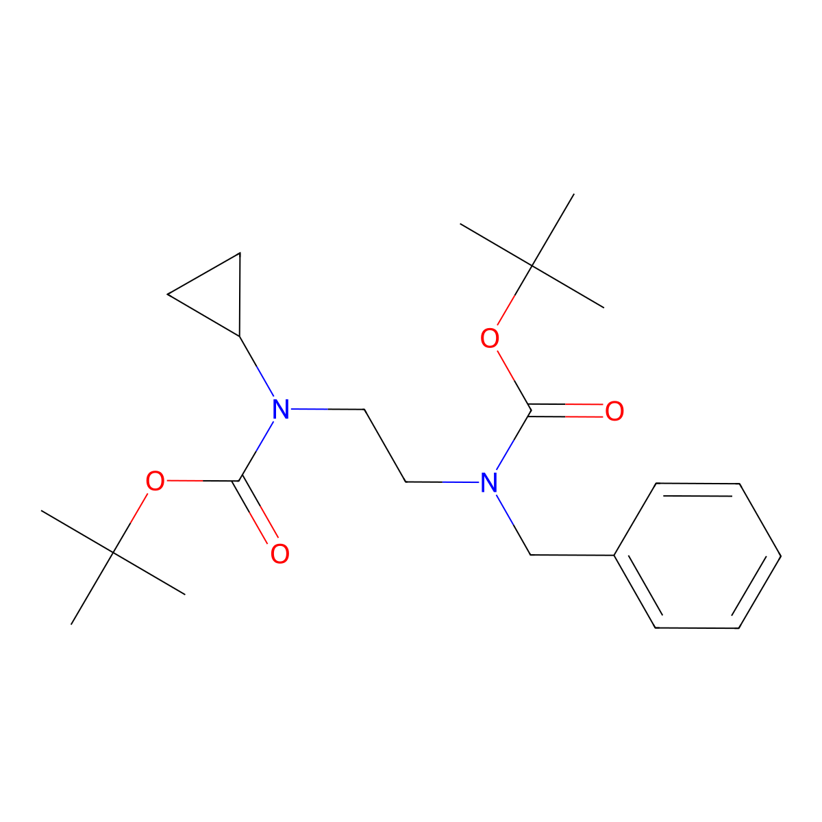 Tert-butyl N-(2-{benzyl[(tert-butoxy)carbonyl]aminoethyl)-N-cyclopropylcarbamate molecular structure, CAS 2708281-98-3
