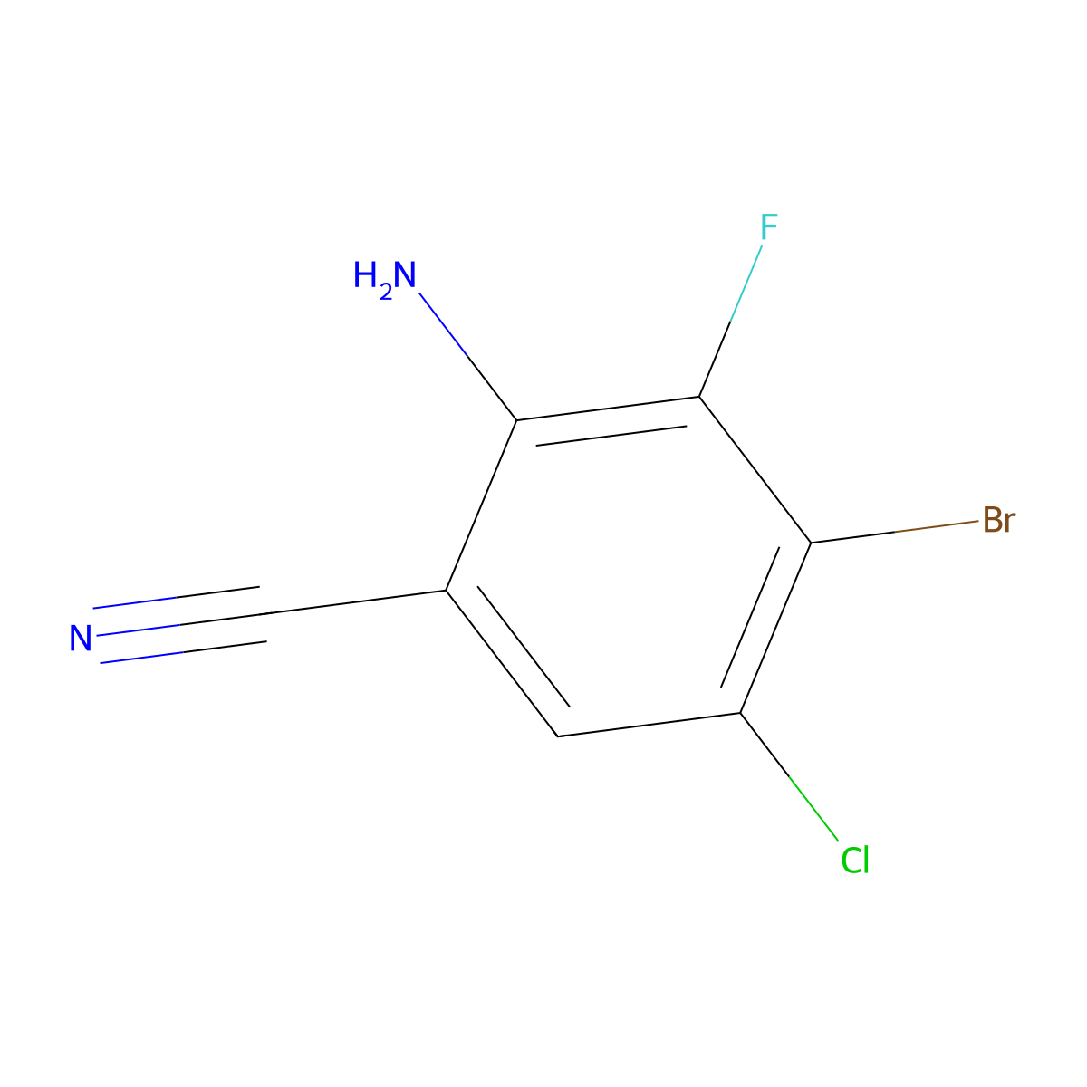 2-Amino-4-bromo-5-chloro-3-fluorobenzonitrile molecular structure, CAS 2708282-06-6