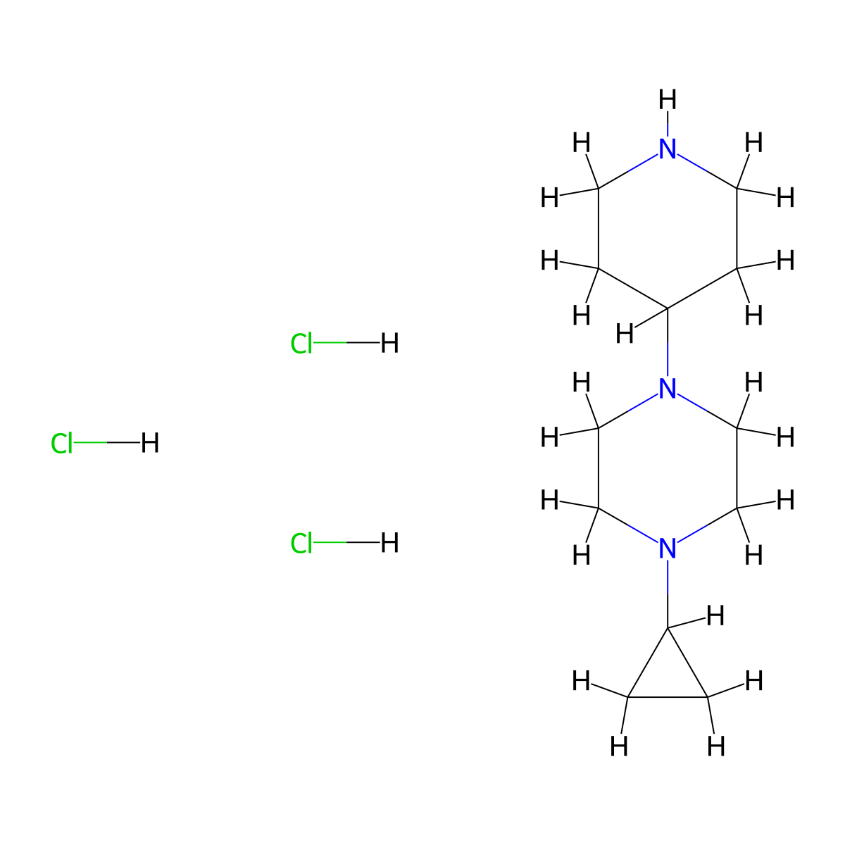 1-Cyclopropyl-4-(piperidin-4-yl)piperazine trihydrochloride molecular structure, CAS 2708282-28-2