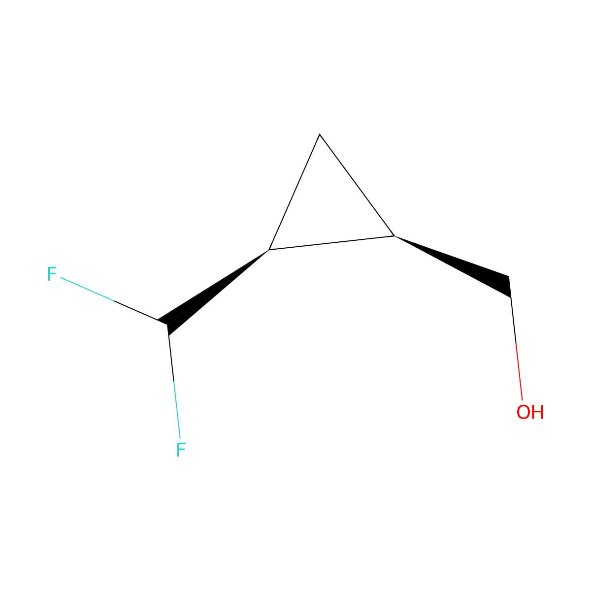 rac-[(1R,2S)-2-(difluoromethyl)cyclopropyl]methanol, cis molecular structure, CAS 2708283-16-1