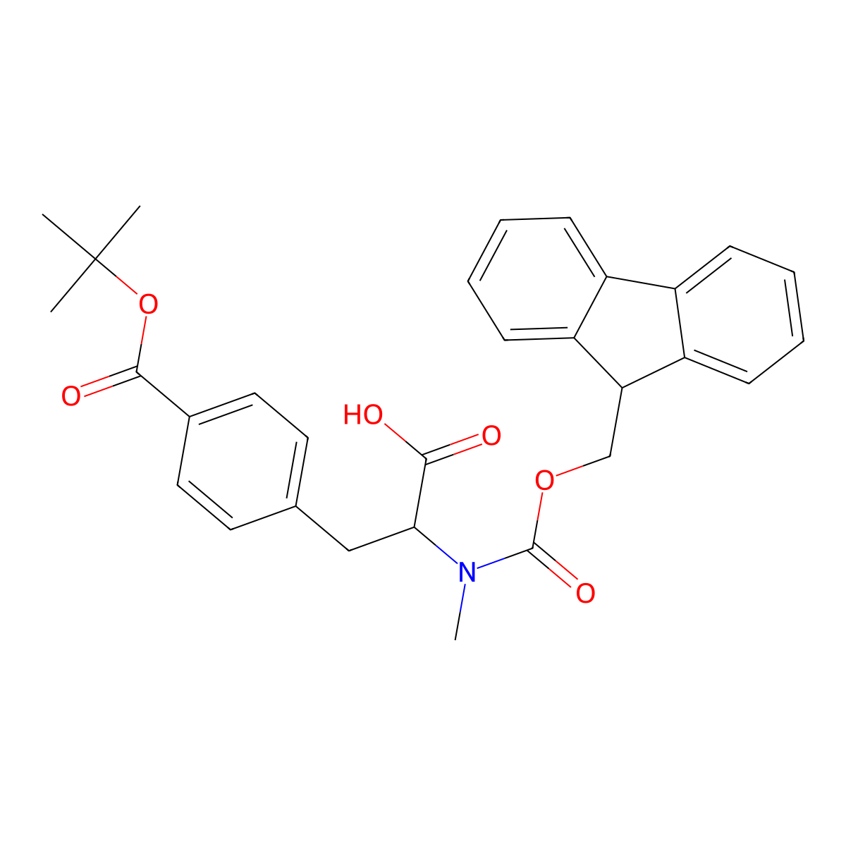 (S)-2-((((9H-Fluoren-9-yl)methoxy)carbonyl)(methyl)amino)-3-(4-(tert-butoxycarbonyl)phenyl)propanoic acid molecular structure, CAS 2708283-41-2
