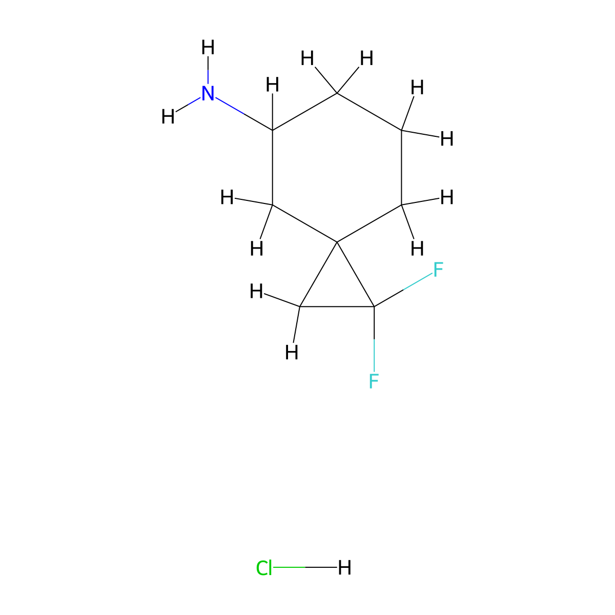 1,1-Difluorospiro[2.5]octan-5-amine hcl molecular structure, CAS 2708283-48-9