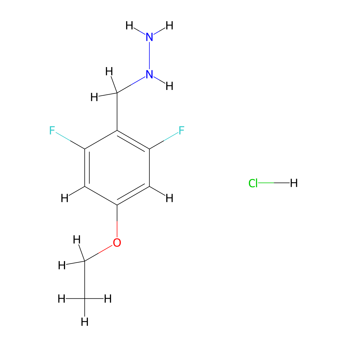 (4-Ethoxy-2,6-difluorobenzyl)hydrazine hydrochloride molecular structure, CAS 2708283-68-3