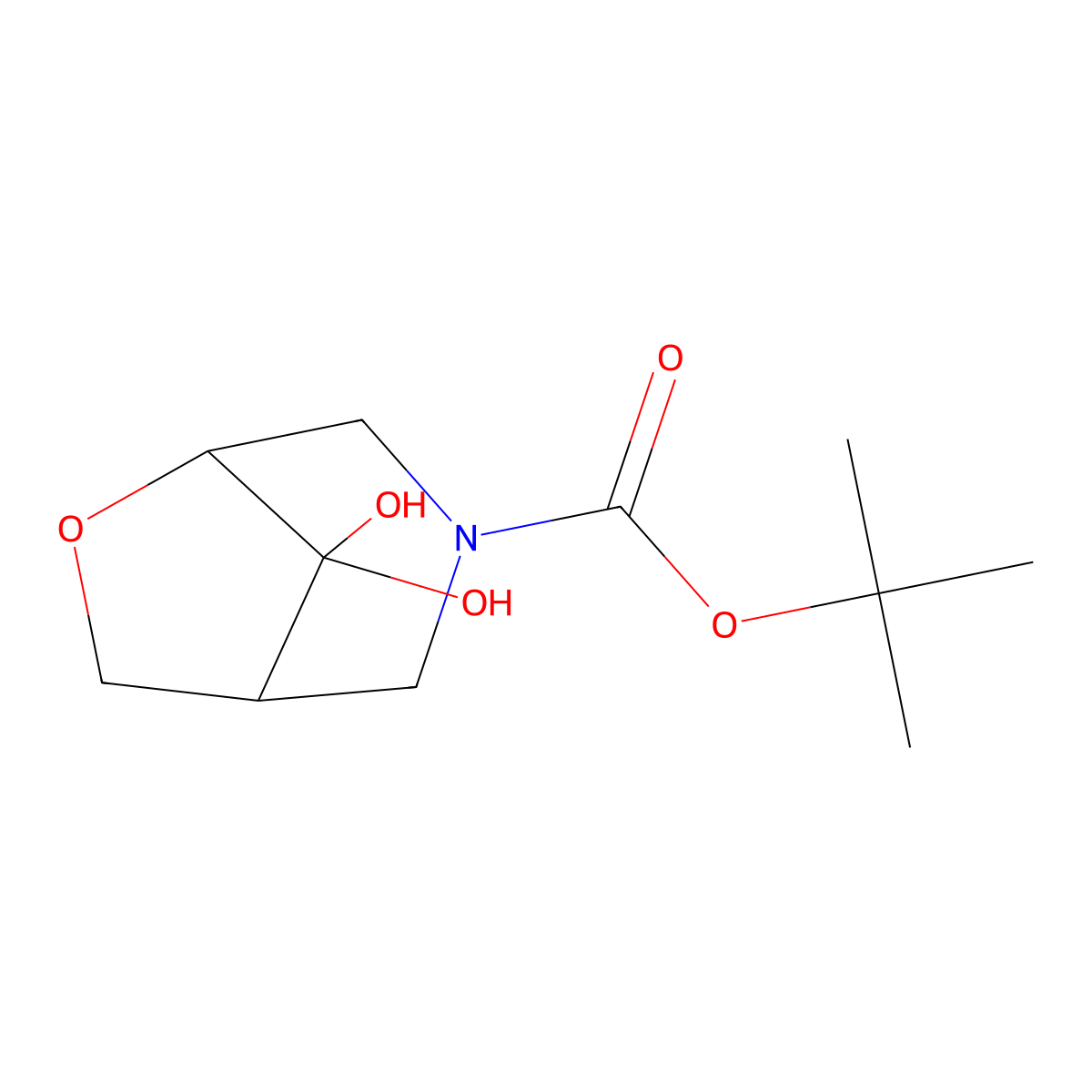 tert-Butyl 8,8-dihydroxy-6-oxa-3-azabicyclo[3.2.1]octane-3-carboxylate molecular structure, CAS 2708284-09-5
