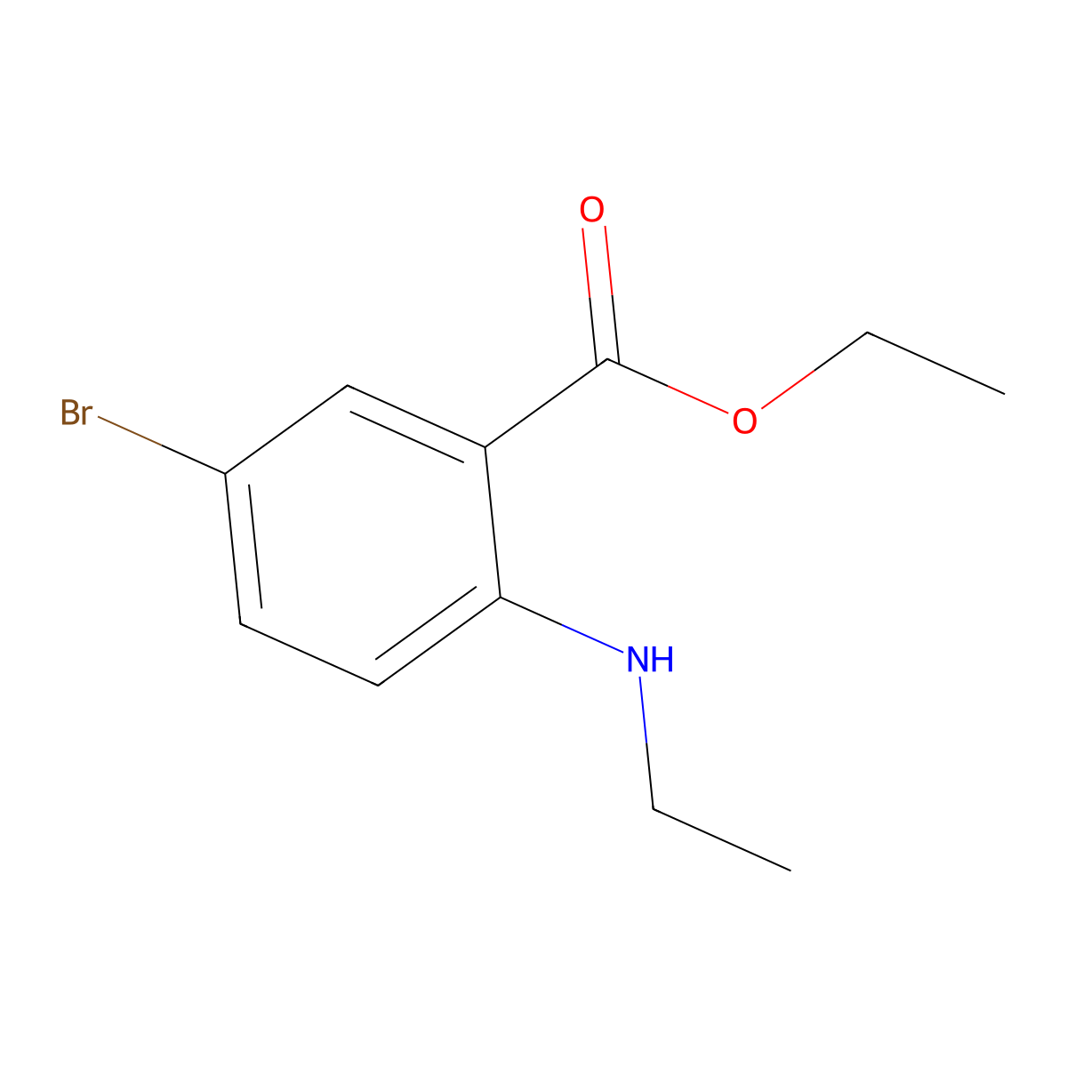 Ethyl 5-bromo-2-(ethylamino)benzoate molecular structure, CAS 2708284-29-9