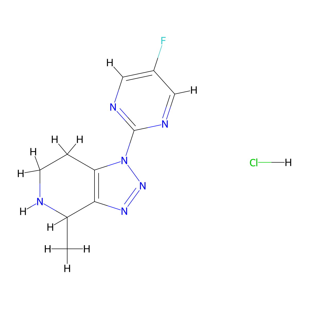 1-(5-Fluoropyrimidin-2-YL)-4-methyl-4,5,6,7-tetrahydro-1H-[1,2,3]triazolo[4,5-C]pyridine hydrochloride molecular structure, CAS 2708286-37-5