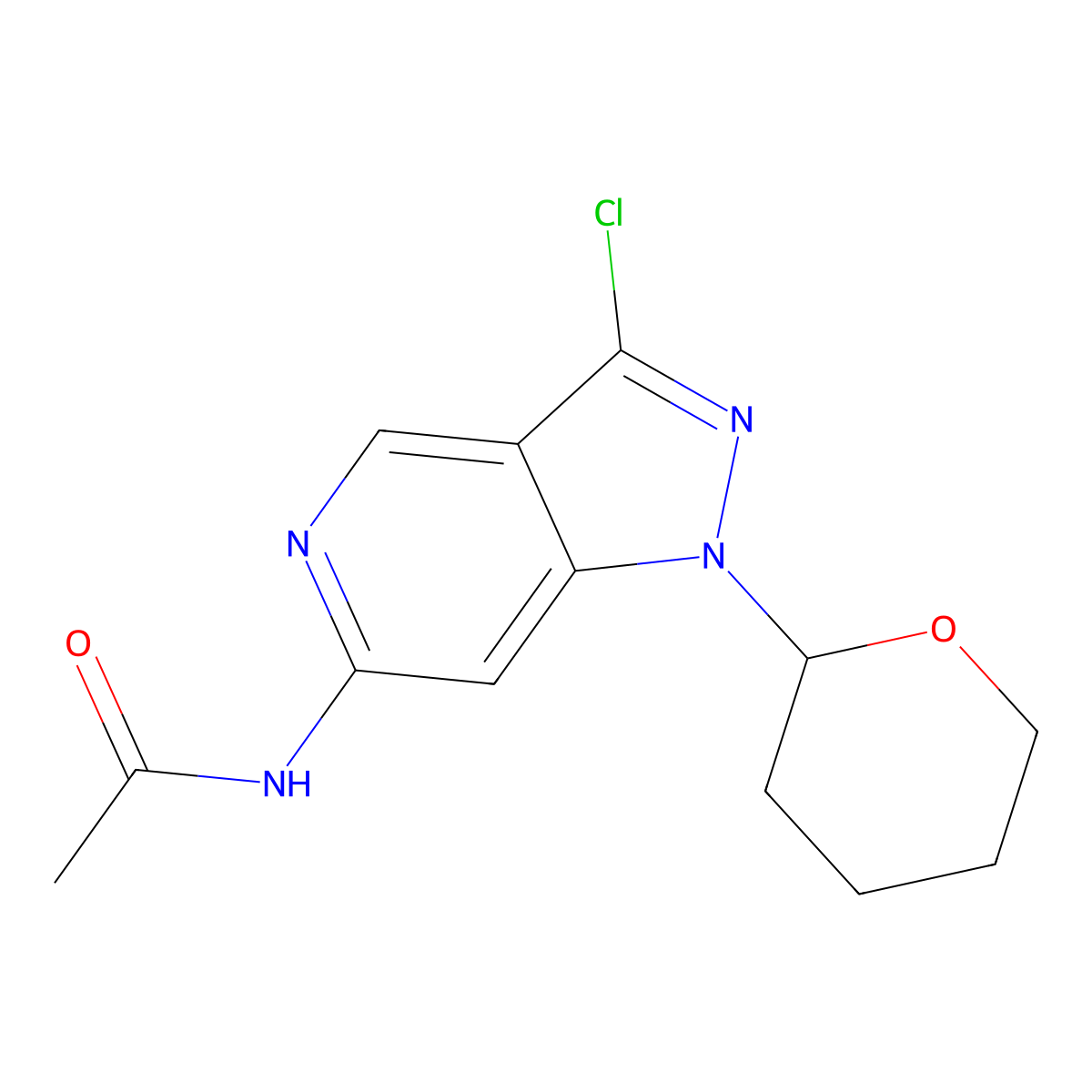 N-(3-Chloro-1-tetrahydropyran-2-yl-pyrazolo[4,3-c]pyridin-6-yl)acetamide molecular structure, CAS 2708286-43-3