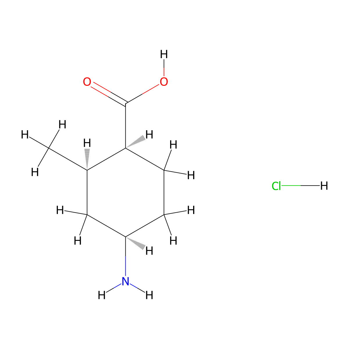 rel-(1S,2R,4R)-4-amino-2-methyl-cyclohexanecarboxylic acid;hydrochloride molecular structure, CAS 2708286-66-0