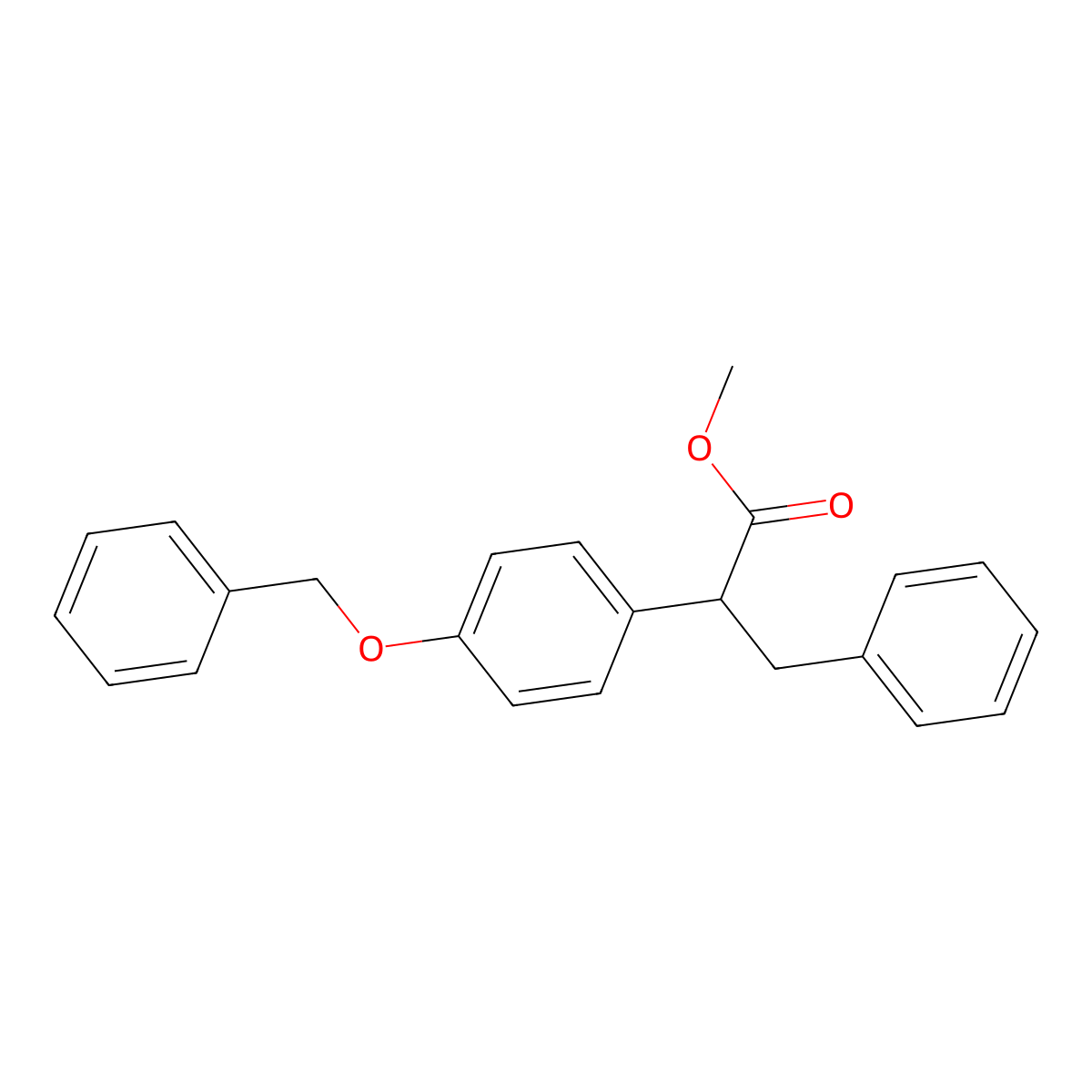Methyl 2-[4-(benzyloxy)phenyl]-3-phenylpropanoate molecular structure, CAS 2708286-71-7