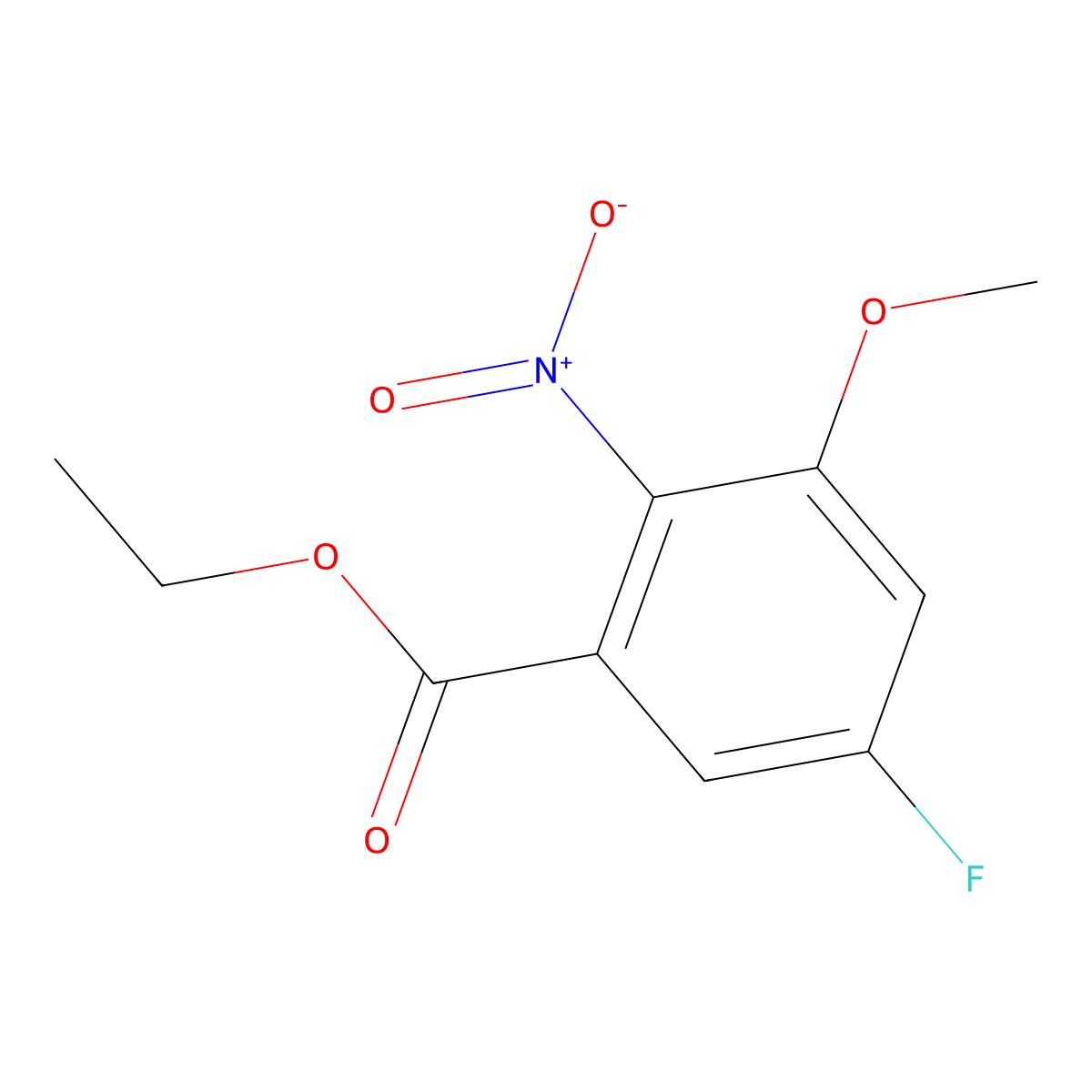 Ethyl 5-fluoro-3-methoxy-2-nitrobenzoate molecular structure, CAS 2708286-77-3
