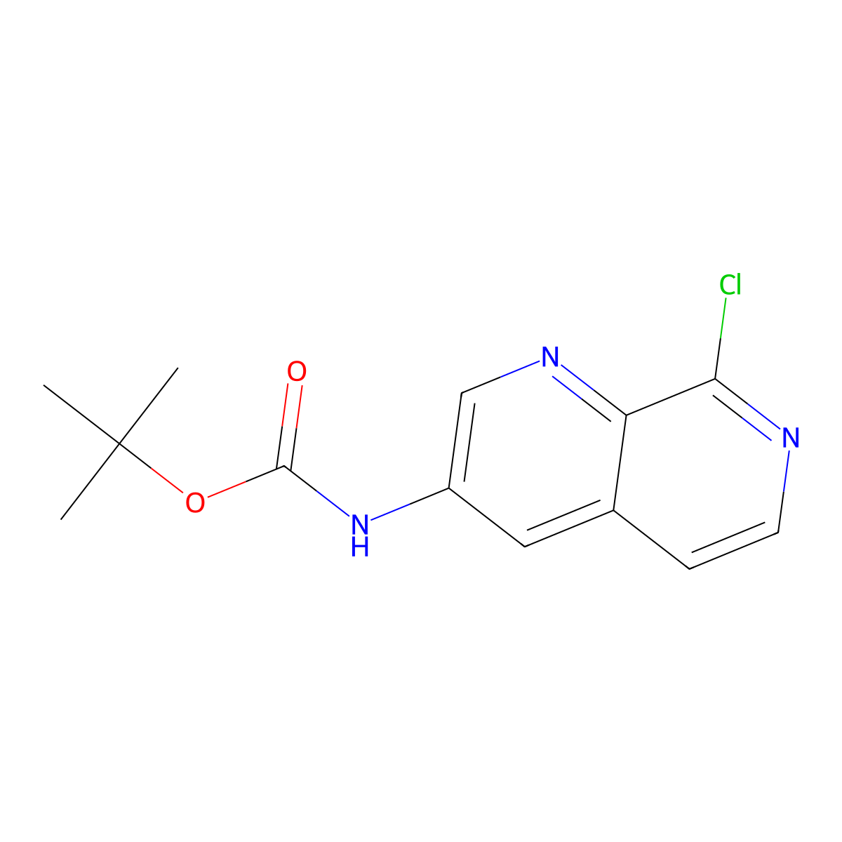 tert-Butyl (8-chloro-1,7-naphthyridin-3-yl)carbamate molecular structure, CAS 2708286-96-6