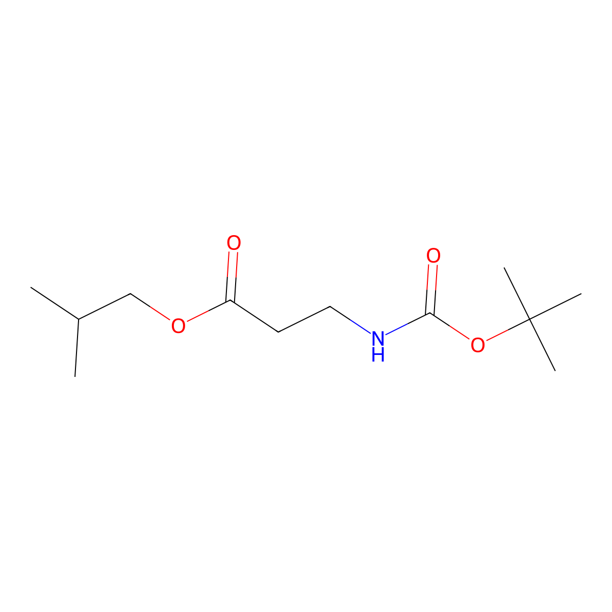 Isobutyl 3-(tert-butoxycarbonylamino)propanoate molecular structure, CAS 2708287-08-3