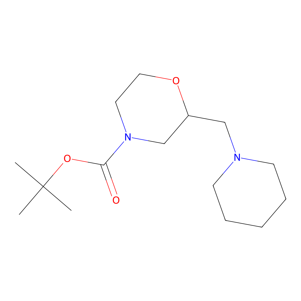 Tert-butyl 2-[(piperidin-1-YL)methyl]morpholine-4-carboxylate molecular structure, CAS 2708287-41-4