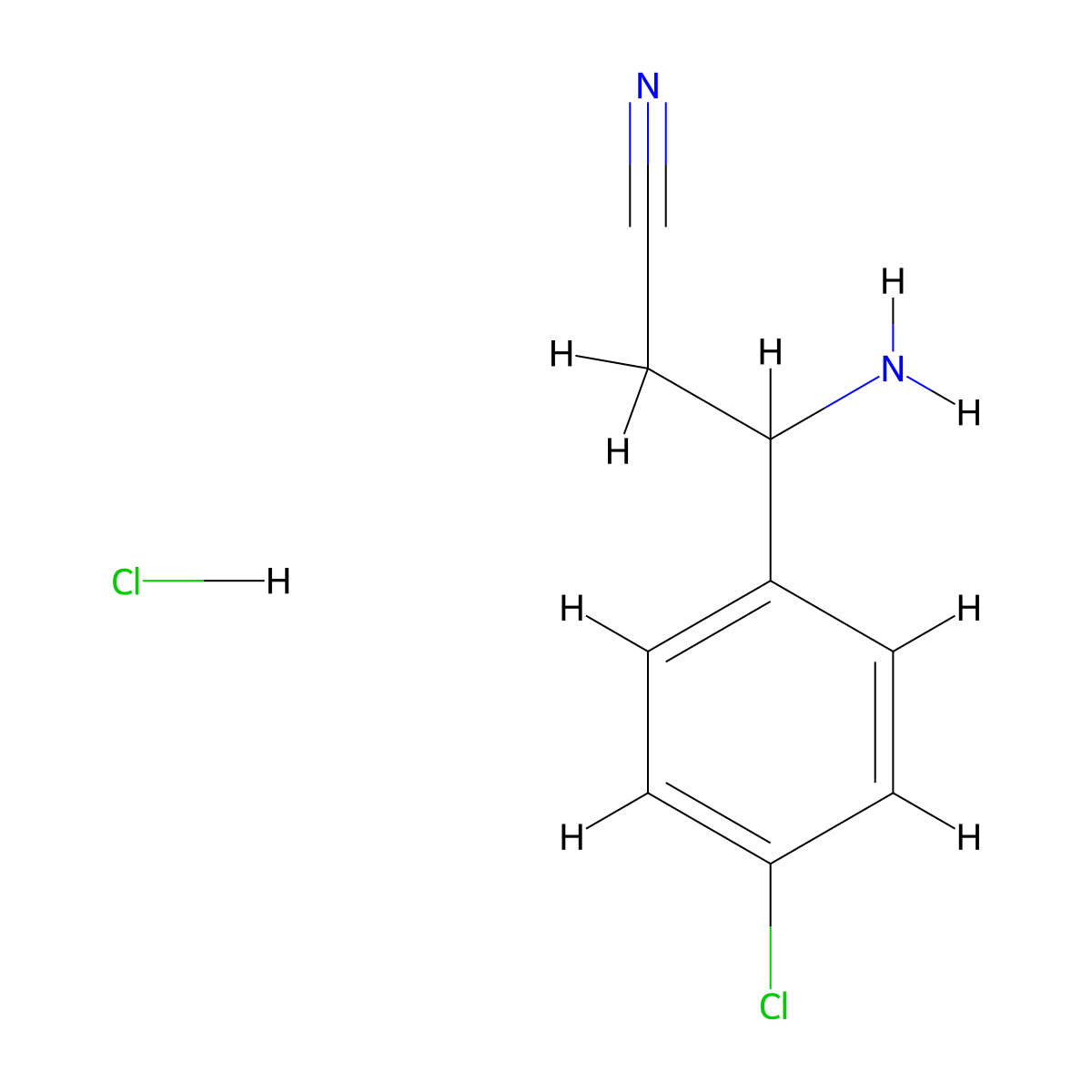 3-Amino-3-(4-chlorophenyl)propanenitrile hydrochloride molecular structure, CAS 2708287-60-7