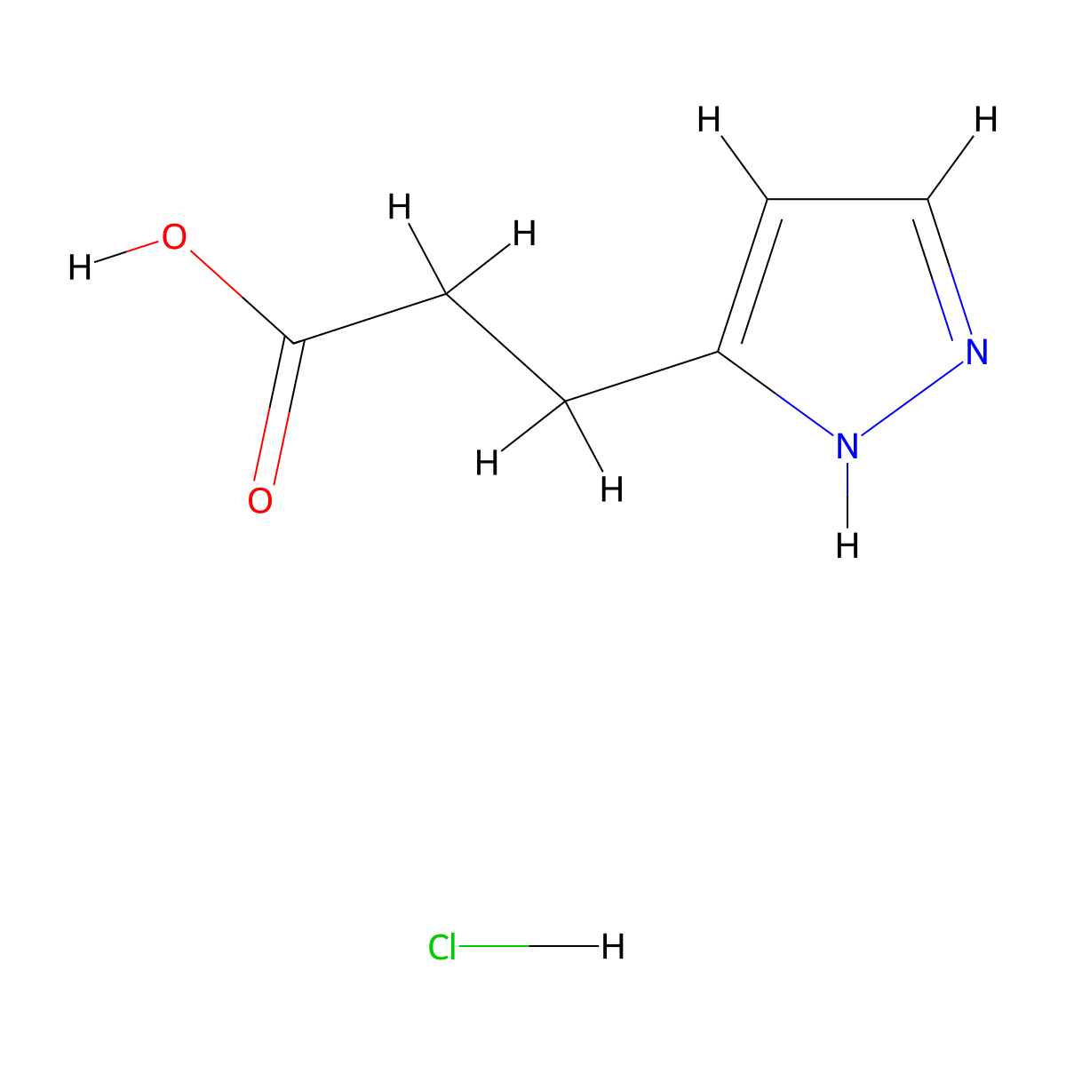 3-(1H-pyrazol-5-yl)propanoic acid hydrochloride molecular structure, CAS 2708287-63-0