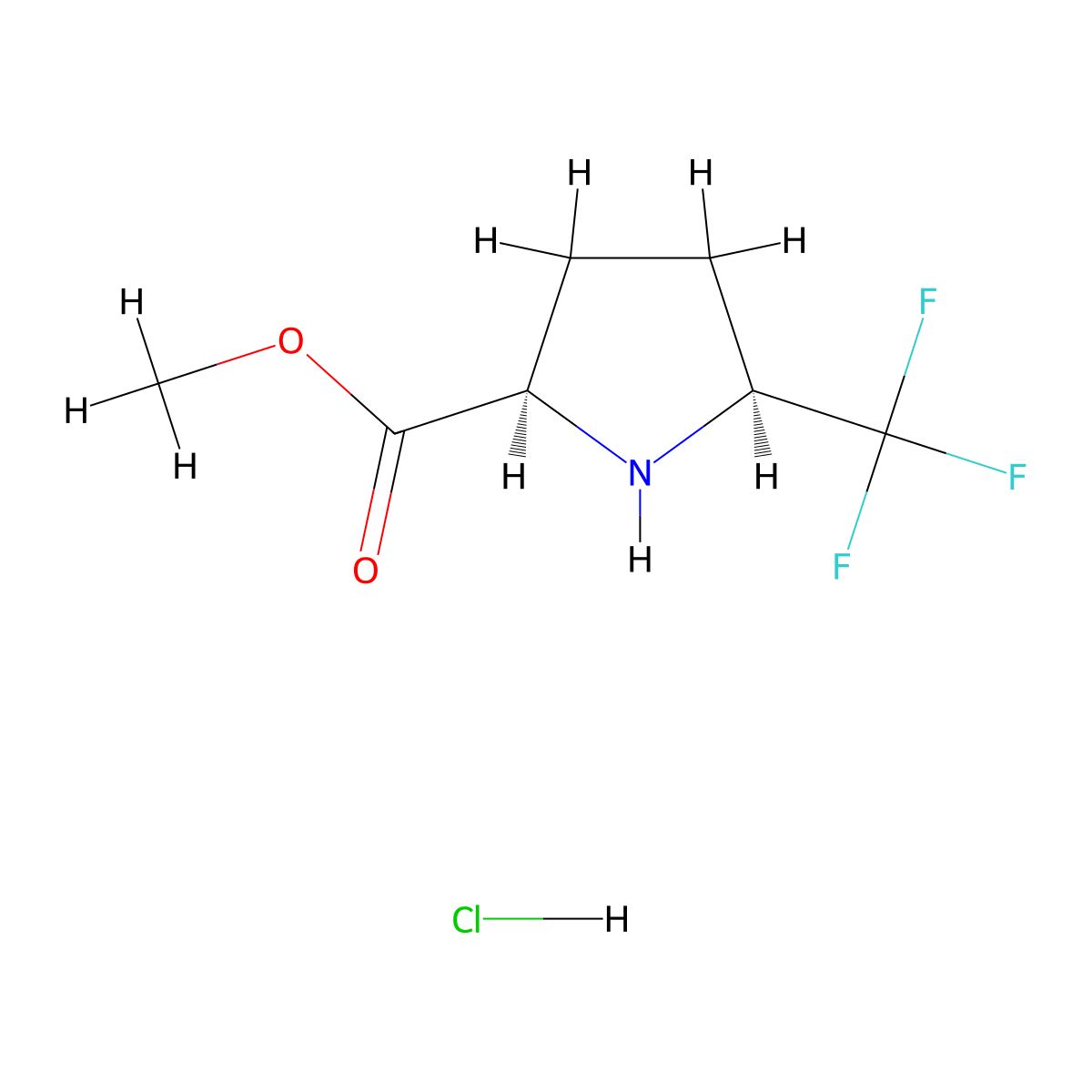 Methyl cis-5-(trifluoromethyl)pyrrolidine-2-carboxylate hcl molecular structure, CAS 2708287-95-8