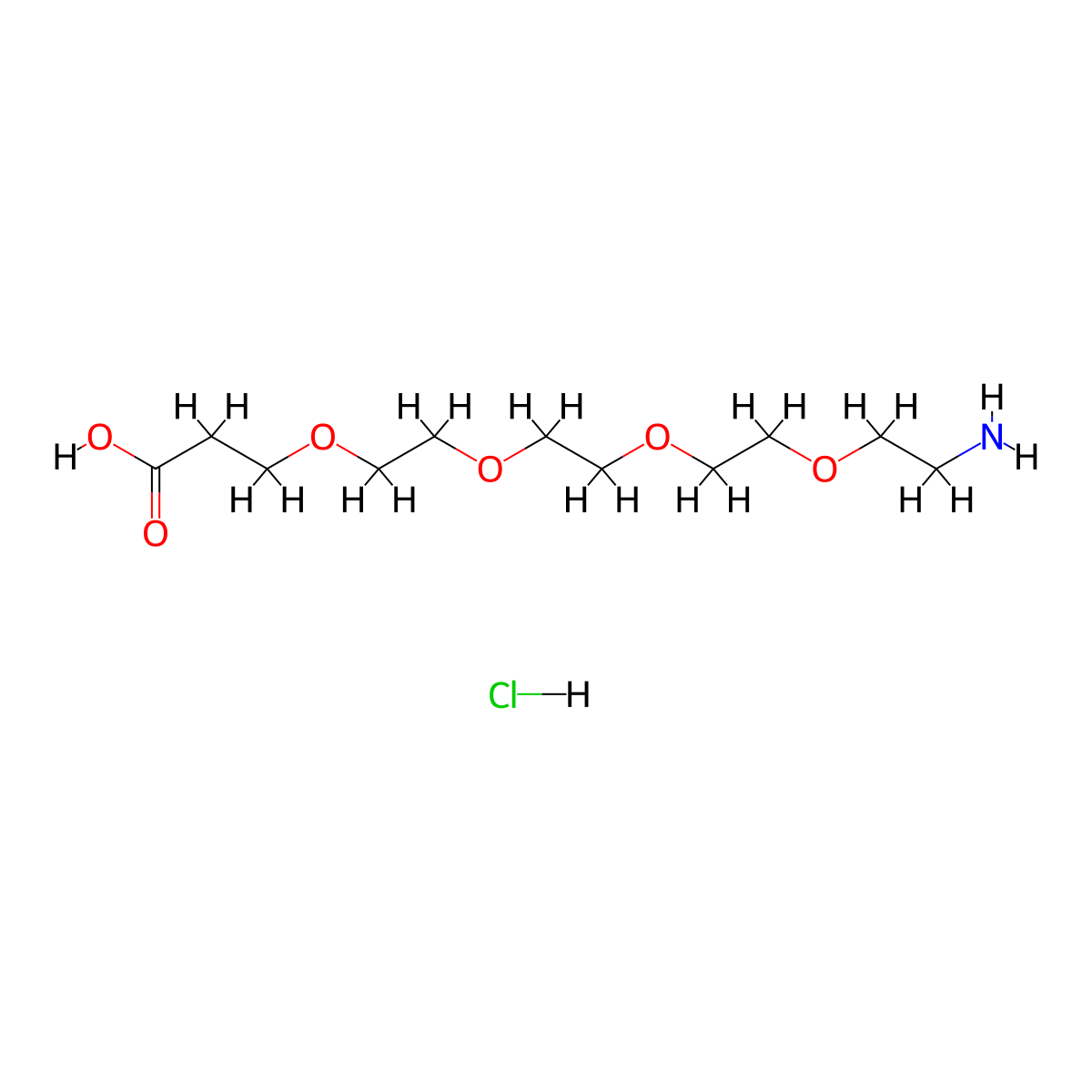 1-Amino-3,6,9,12-tetraoxapentadecan-15-oic acid hydrochloride molecular structure, CAS 2708292-39-9