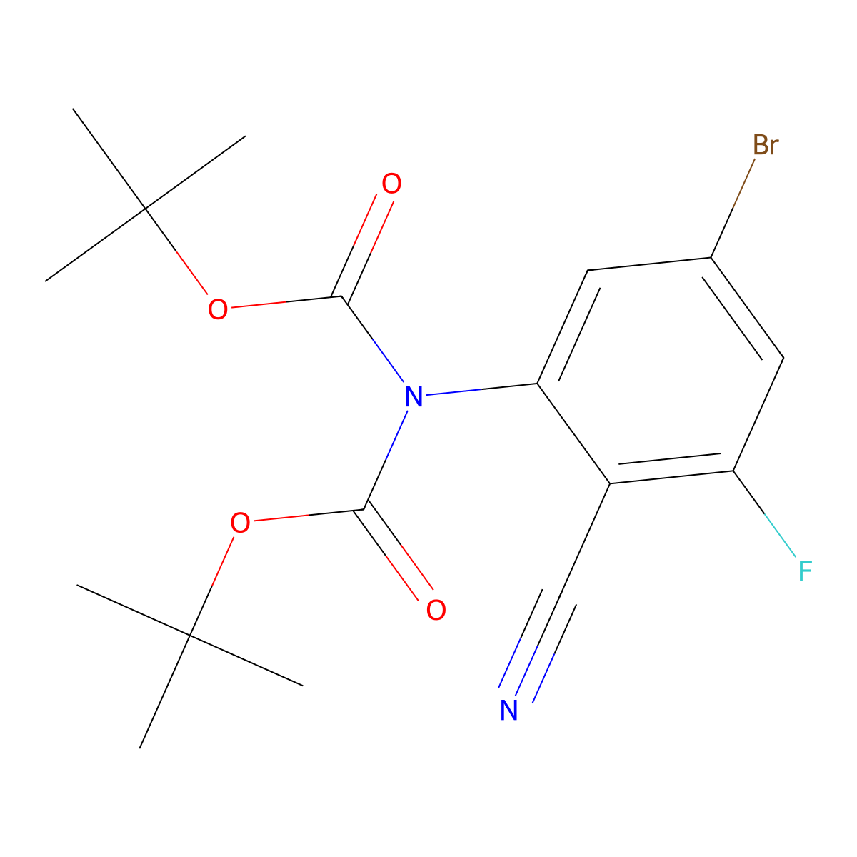 Tert-butyl N-(5-bromo-2-cyano-3-fluoro-phenyl)-N-tert-butoxycarbonyl-carbamate molecular structure, CAS 2708292-76-4