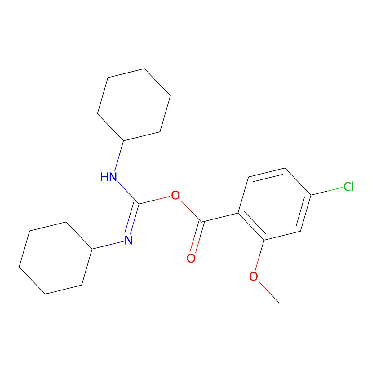 (E)-N,N'-Dicyclohexylcarbamimidoyl 4-chloro-2-methoxybenzoate molecular structure, CAS 2708298-31-9