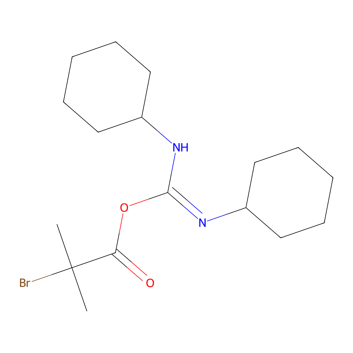 N,N'-Dicyclohexylcarbamimidoyl 2-bromo-2-methylpropanoate molecular structure, CAS 2708298-34-2